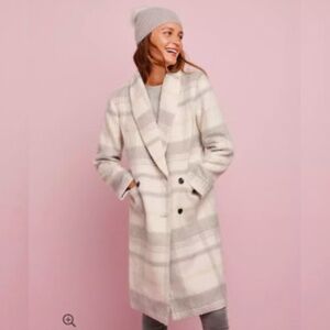 Plaid Cocoon Wool Blend Coat